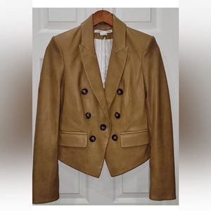 Veronica Beard Women's Brown Lambskin Leather Nevis Blazer Jacket Coat Size 4